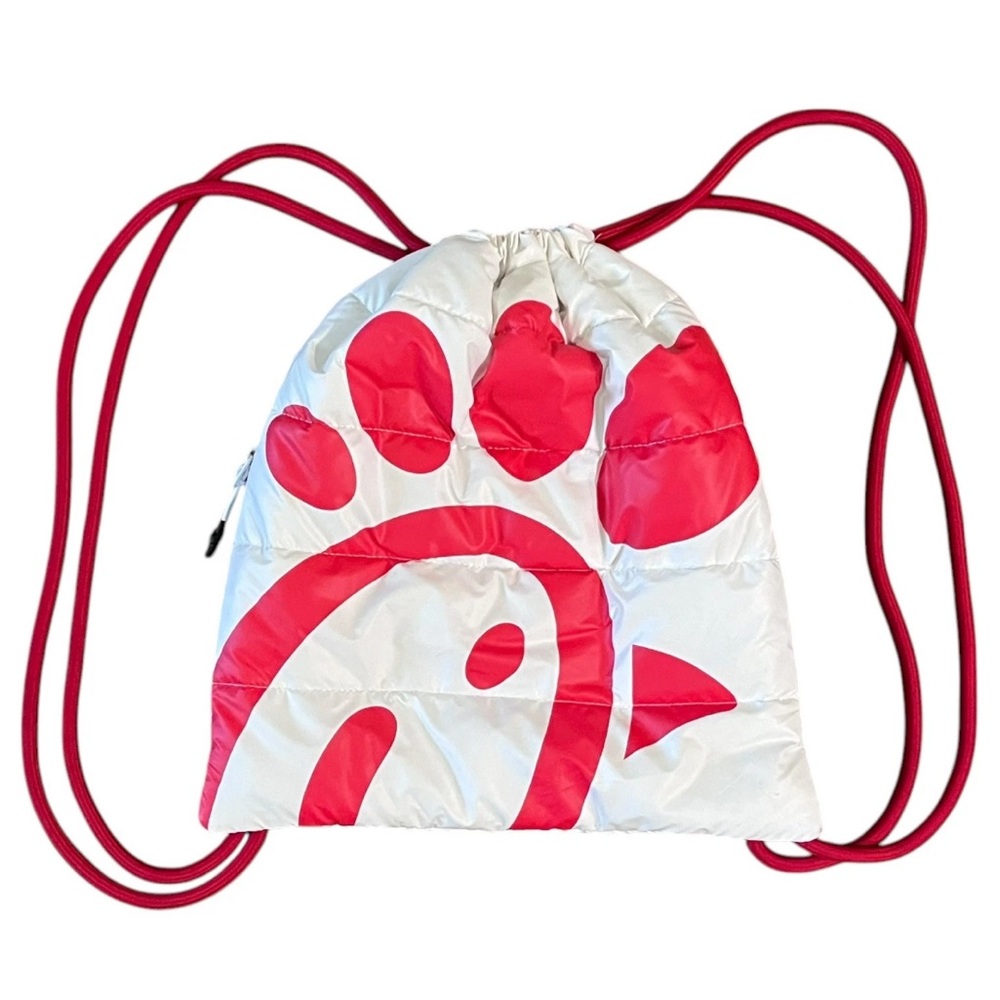 Chick-fil-A White and Red drawstring / cinch bag backpack puffer BRAND NEW w tag
